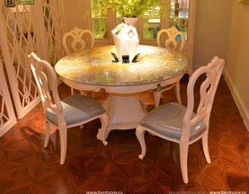 Столовая Митчел с круглым столом (Классика, мраморная столешница) распродажа